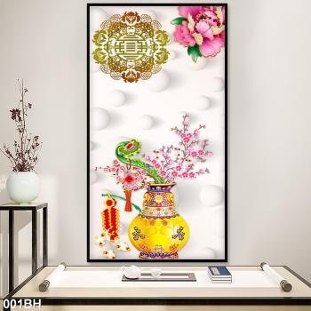 Tranh bình hoa cổ 01