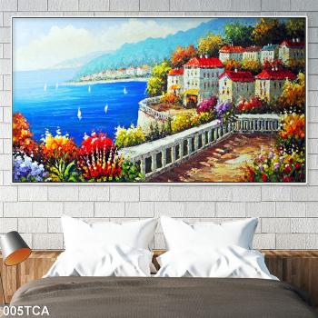 Tranh sơn dầu làng quê Châu Âu 01