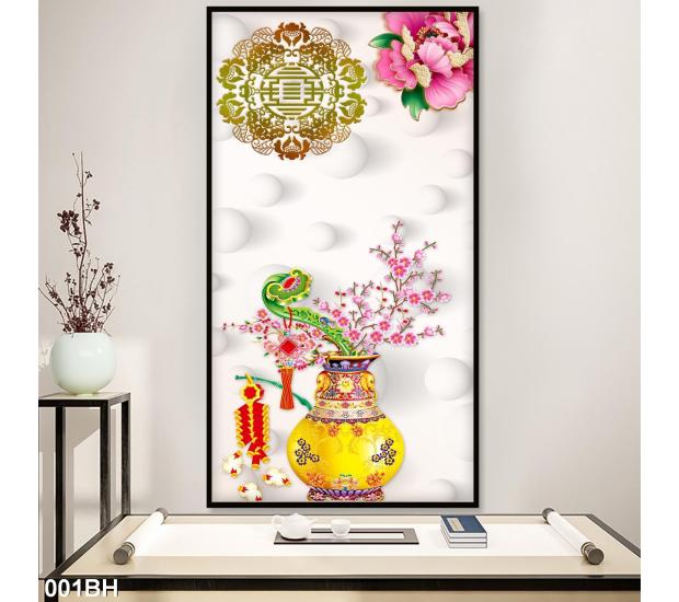 Tranh bình hoa cổ 01