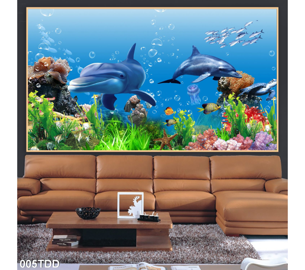 Tranh đại dương,cá heo 3D 01